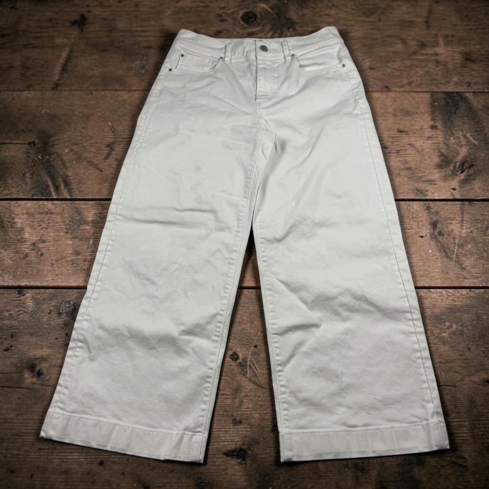 Ann Taylor Women White Wide Leg Denim Pants High Rise Size 0 462923